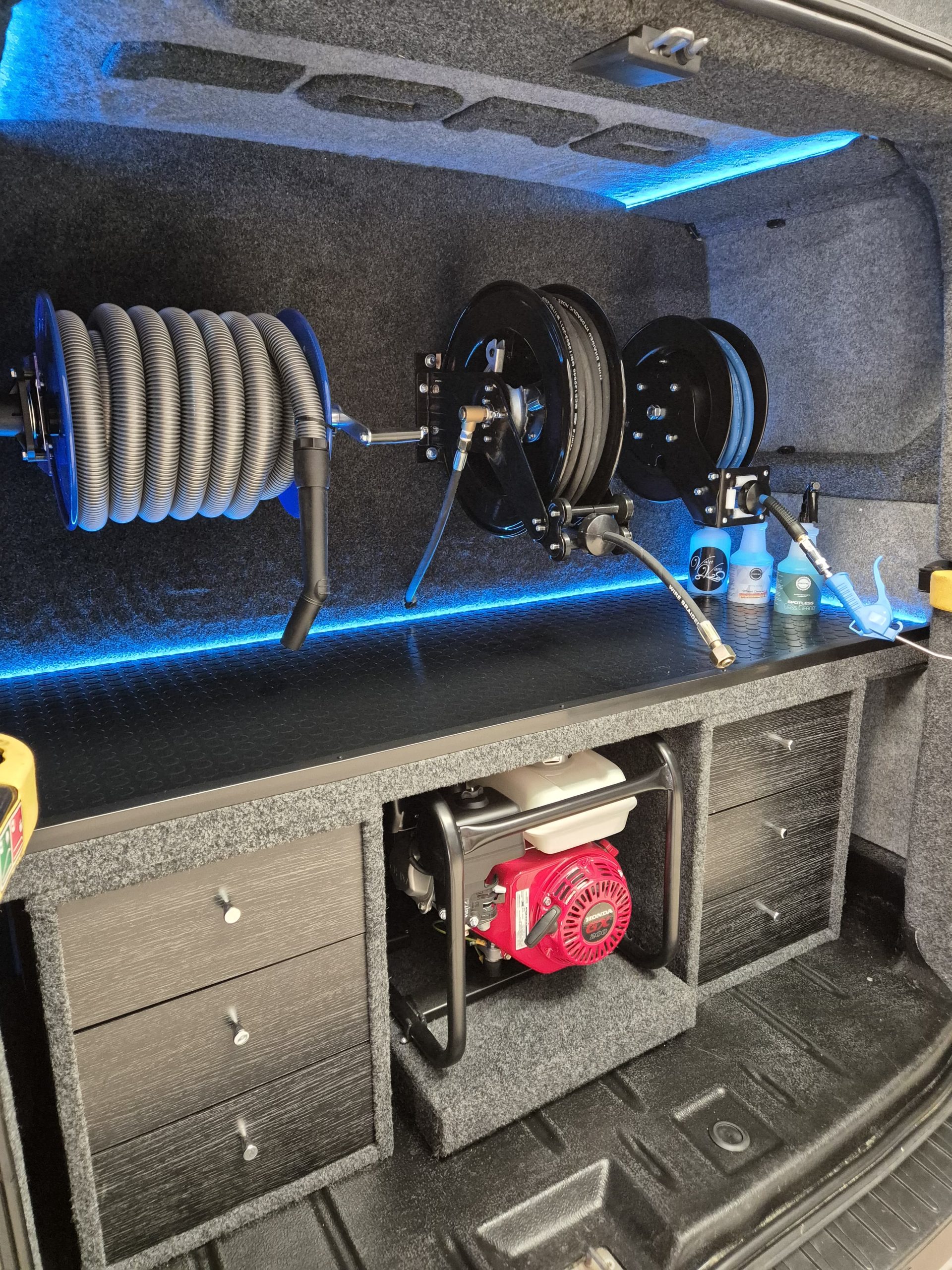 Inside our professional mobile valeting van